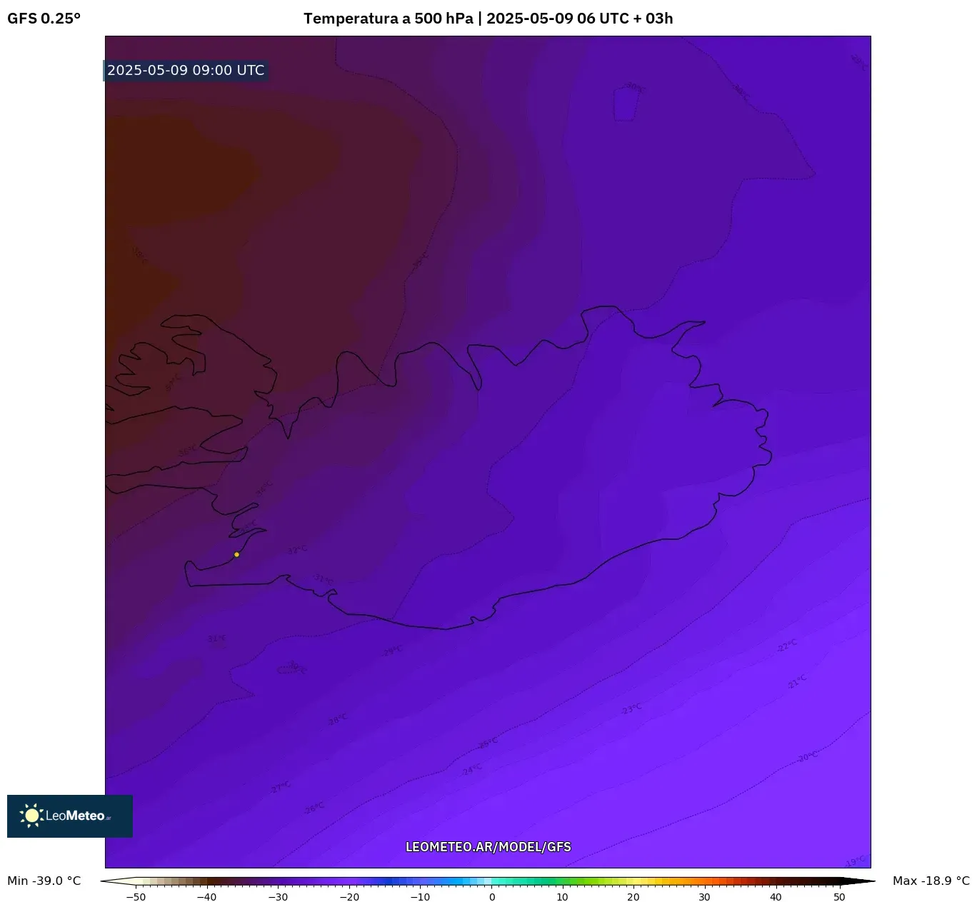 GFS - Argentina, Temperatura a 500 hPa GFS - Argentina, Temperatura a 500 hPa