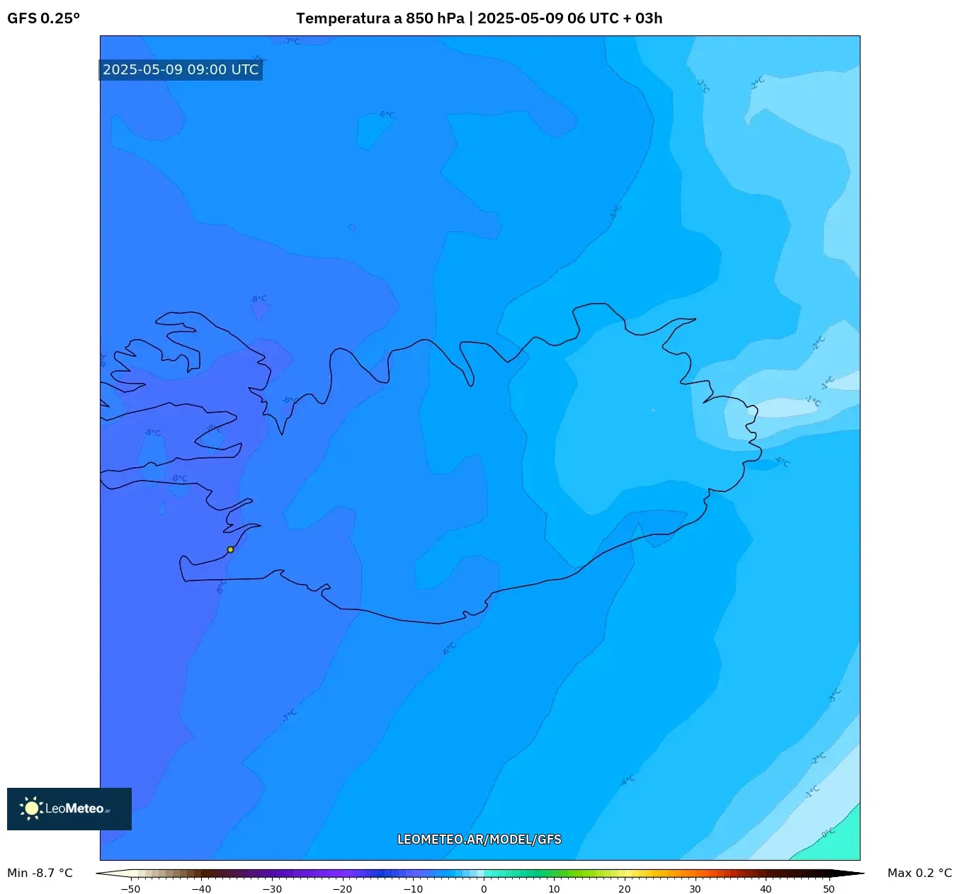 GFS - Argentina, Temperatura a 850 hPa GFS - Argentina, Temperatura a 850 hPa