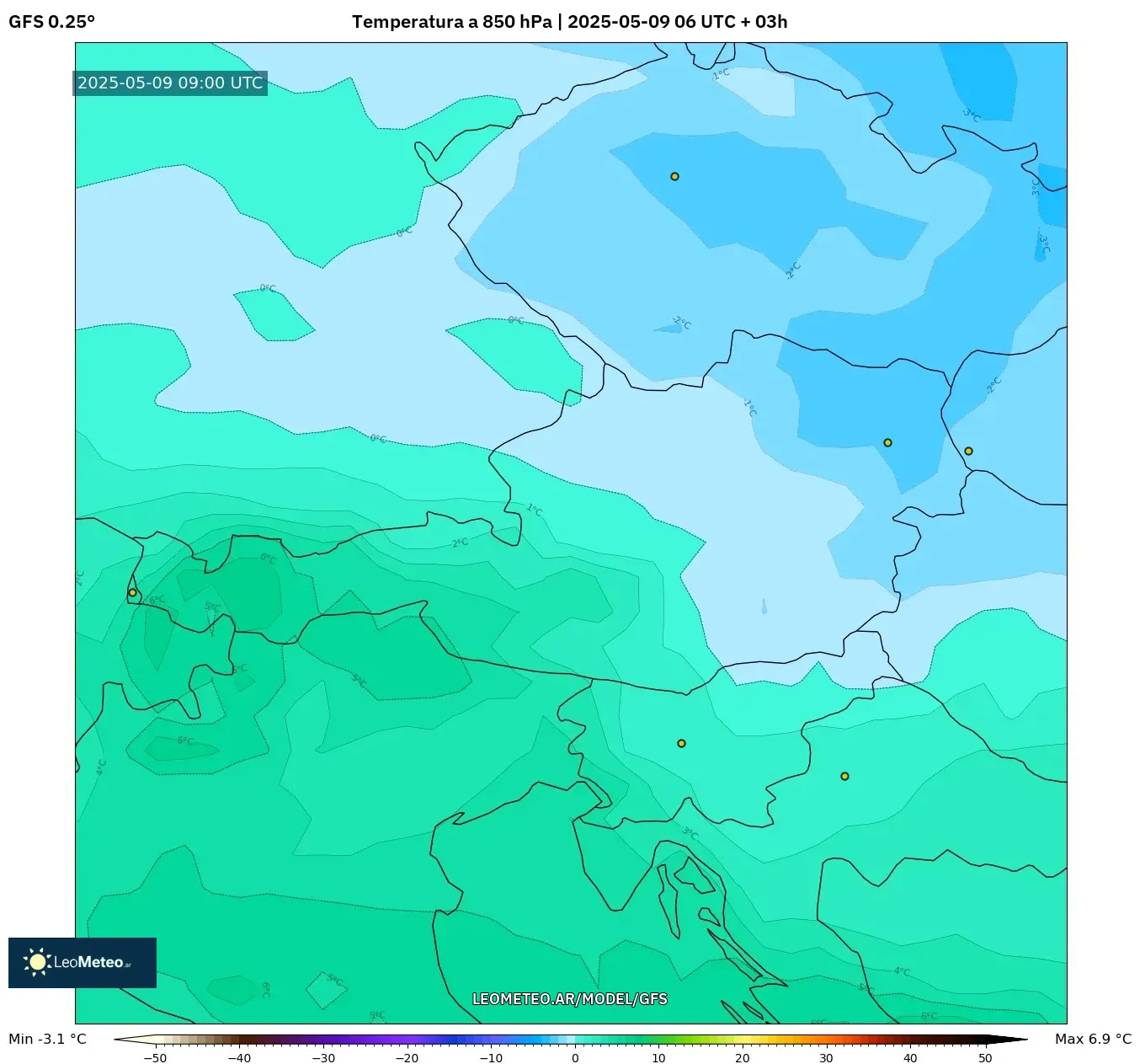 GFS - Austria, Temperatura a 850 hPa GFS - Austria, Temperatura a 850 hPa