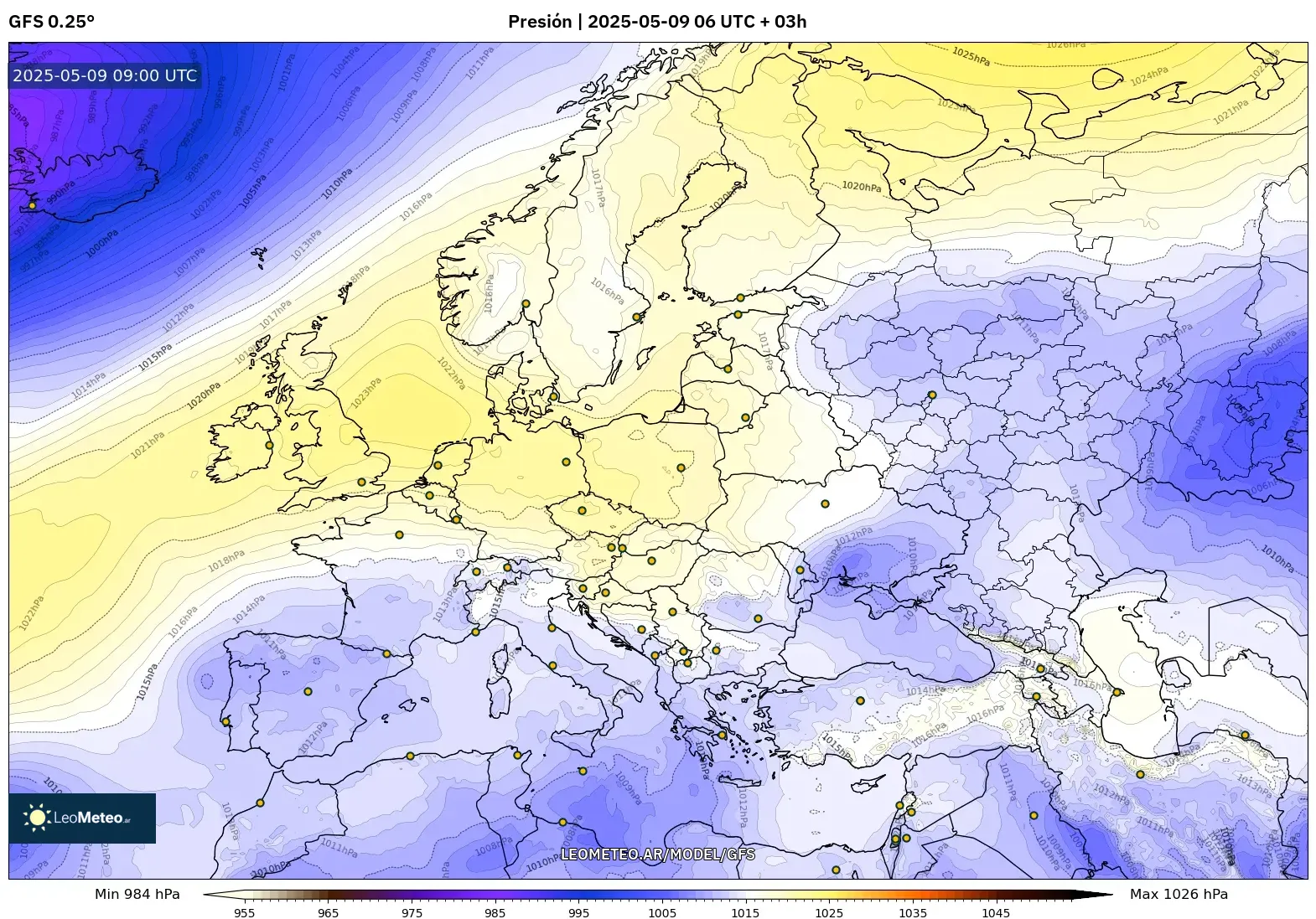 GFS - Europa, Presión