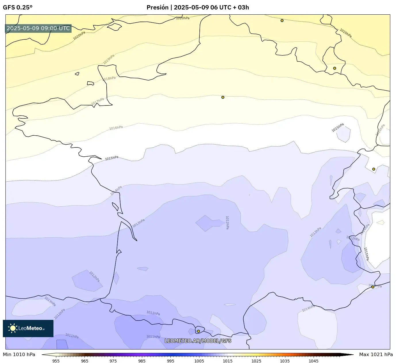 GFS - Francia, Presión GFS - Francia, Presión
