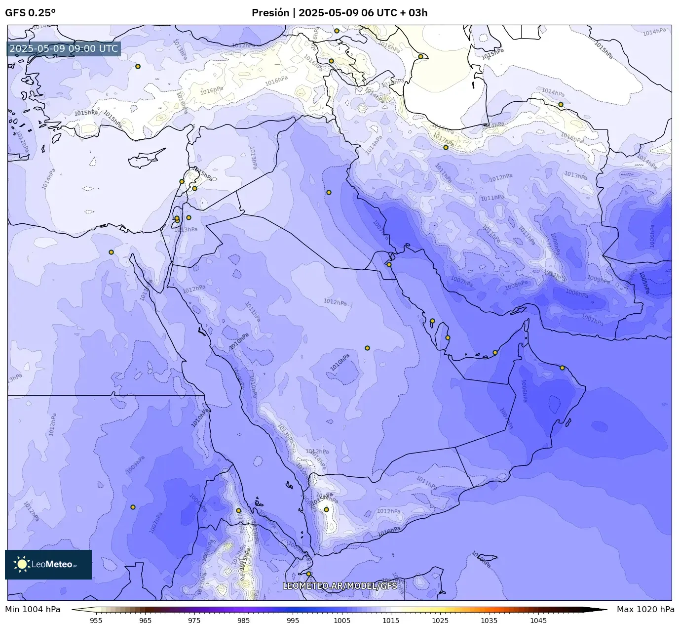 GFS - Oriente Medio, Presión GFS - Oriente Medio, Presión