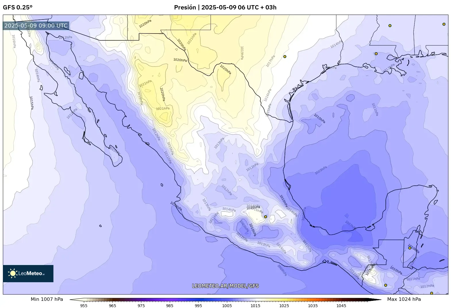 GFS - México, Presión GFS - México, Presión