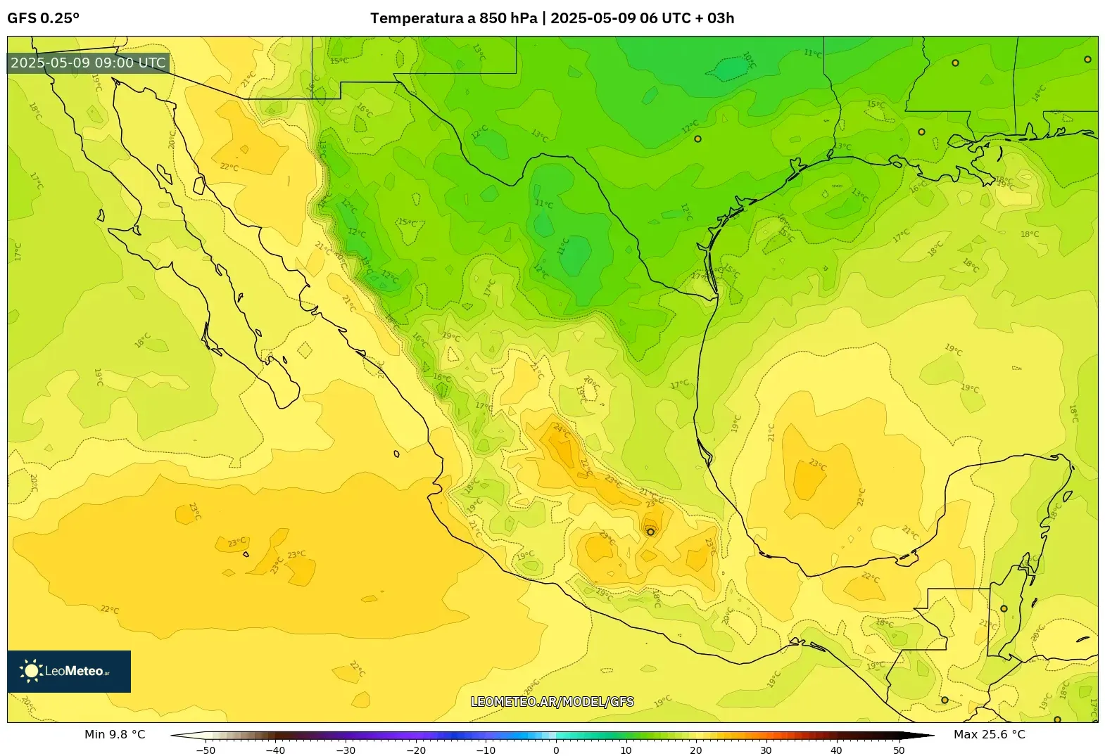 GFS - México, Temperatura a 850 hPa GFS - México, Temperatura a 850 hPa