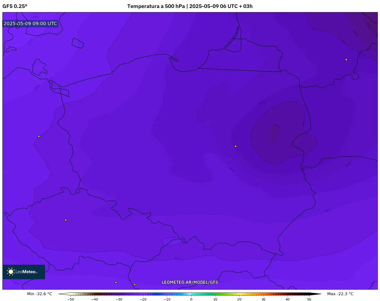 GFS - Polonia, Temperatura a 500 hPa GFS - Polonia, Temperatura a 500 hPa