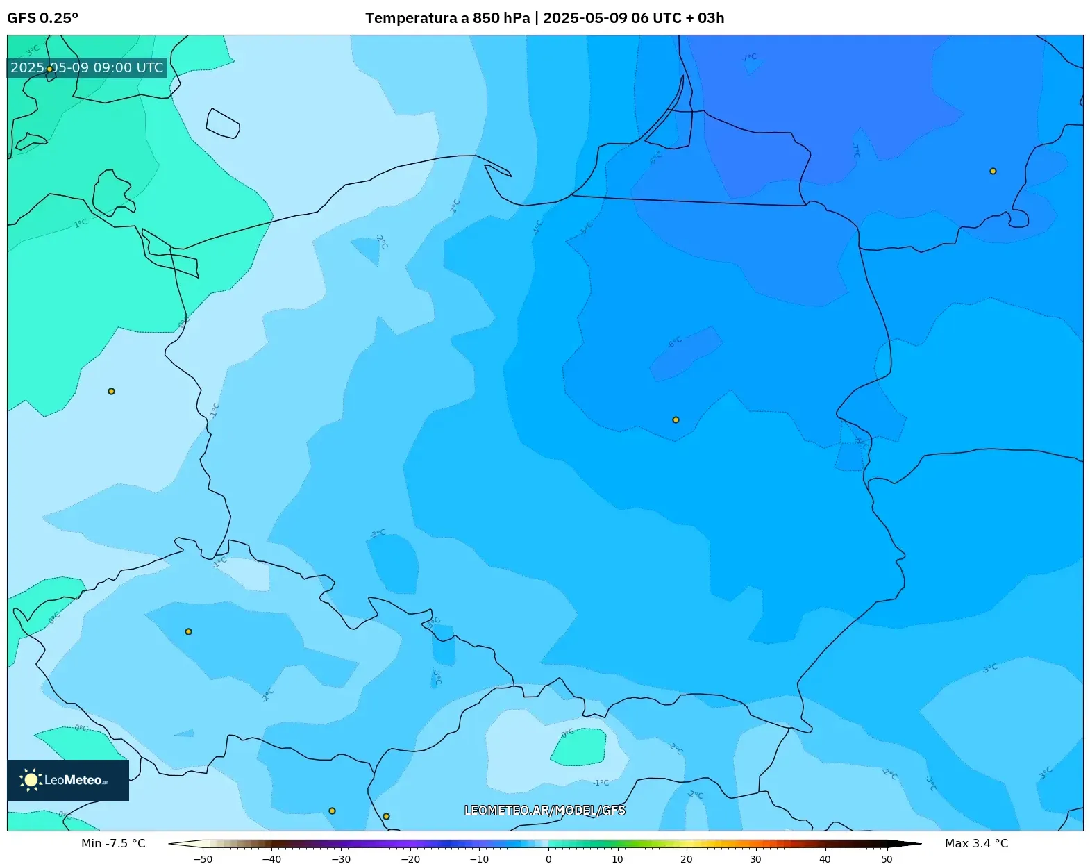 GFS - Polonia, Temperatura a 850 hPa GFS - Polonia, Temperatura a 850 hPa