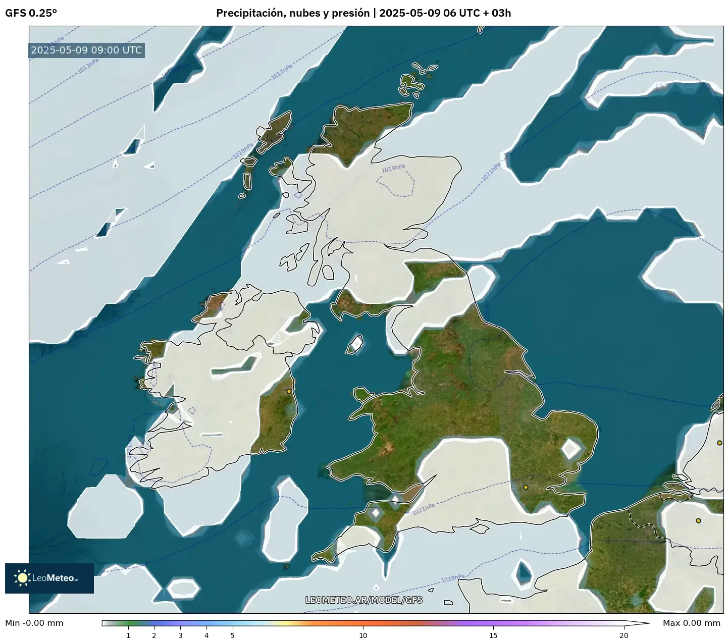 GFS - Reino Unido, Precipitación, nubes y presión GFS - Reino Unido, Precipitación, nubes y presión