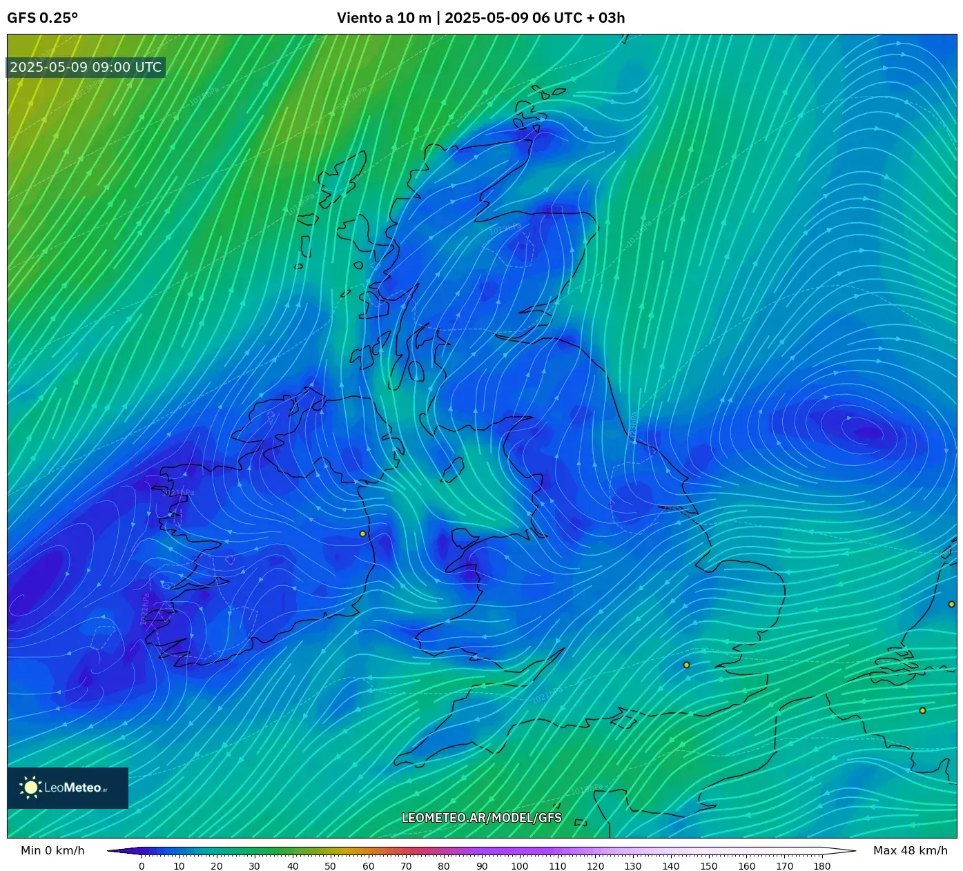 GFS - Reino Unido, Viento a 10 m GFS - Reino Unido, Viento a 10 m