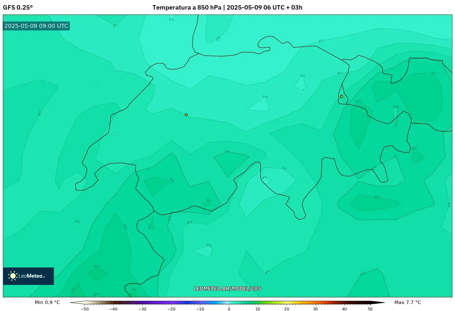 GFS - Suiza, Temperatura a 850 hPa GFS - Suiza, Temperatura a 850 hPa