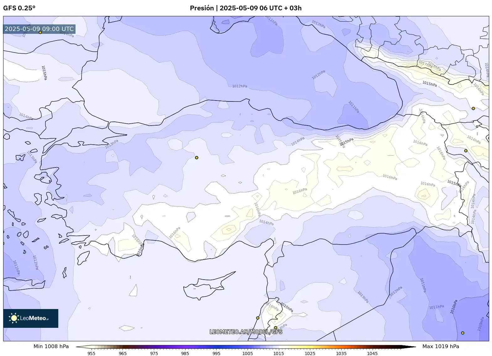 GFS - Turquía, Presión GFS - Turquía, Presión