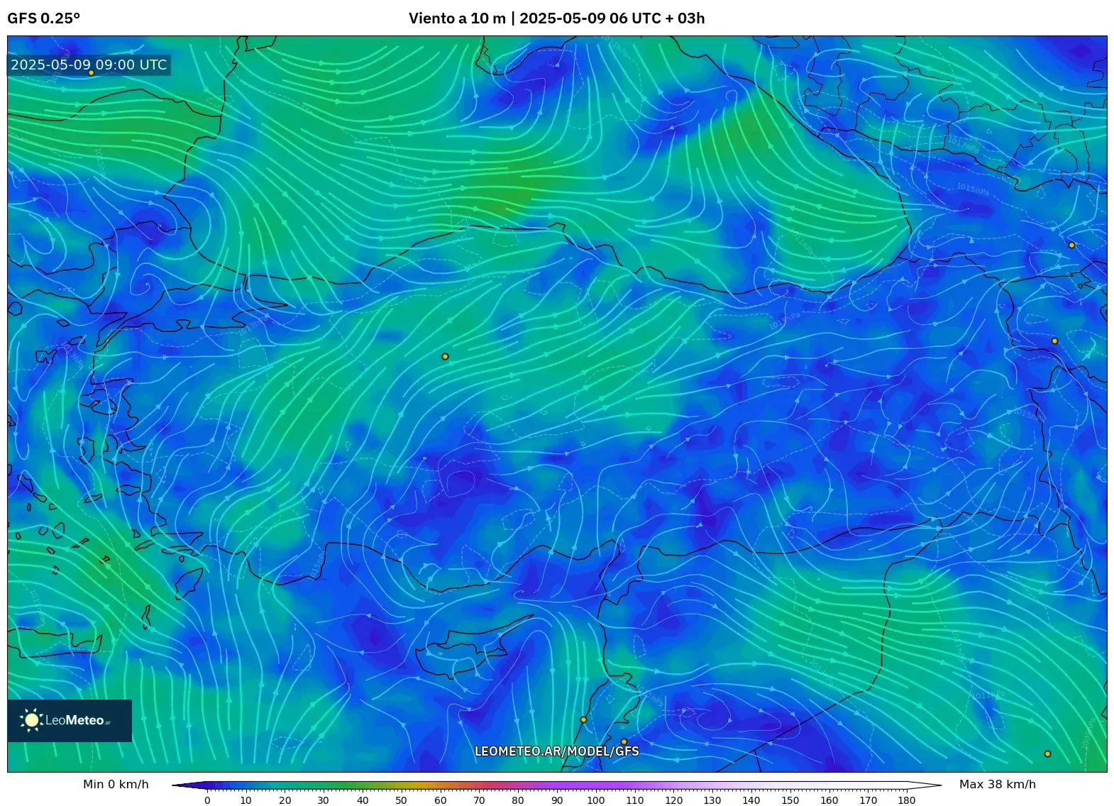 GFS - Turquía, Viento a 10 m GFS - Turquía, Viento a 10 m