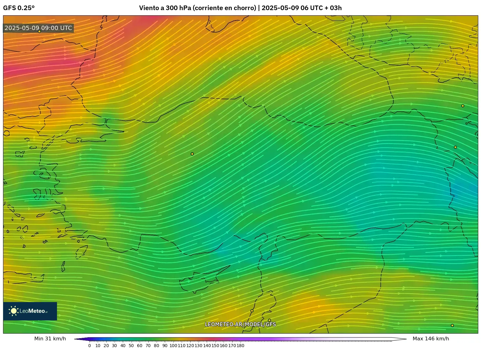 GFS - Turquía, Viento a 300 hPa (corriente en chorro) GFS - Turquía, Viento a 300 hPa (corriente en chorro)