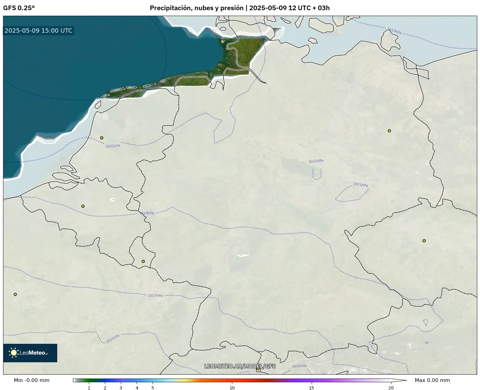 GFS - Alemania, Precipitación, nubes y presión GFS - Alemania, Precipitación, nubes y presión