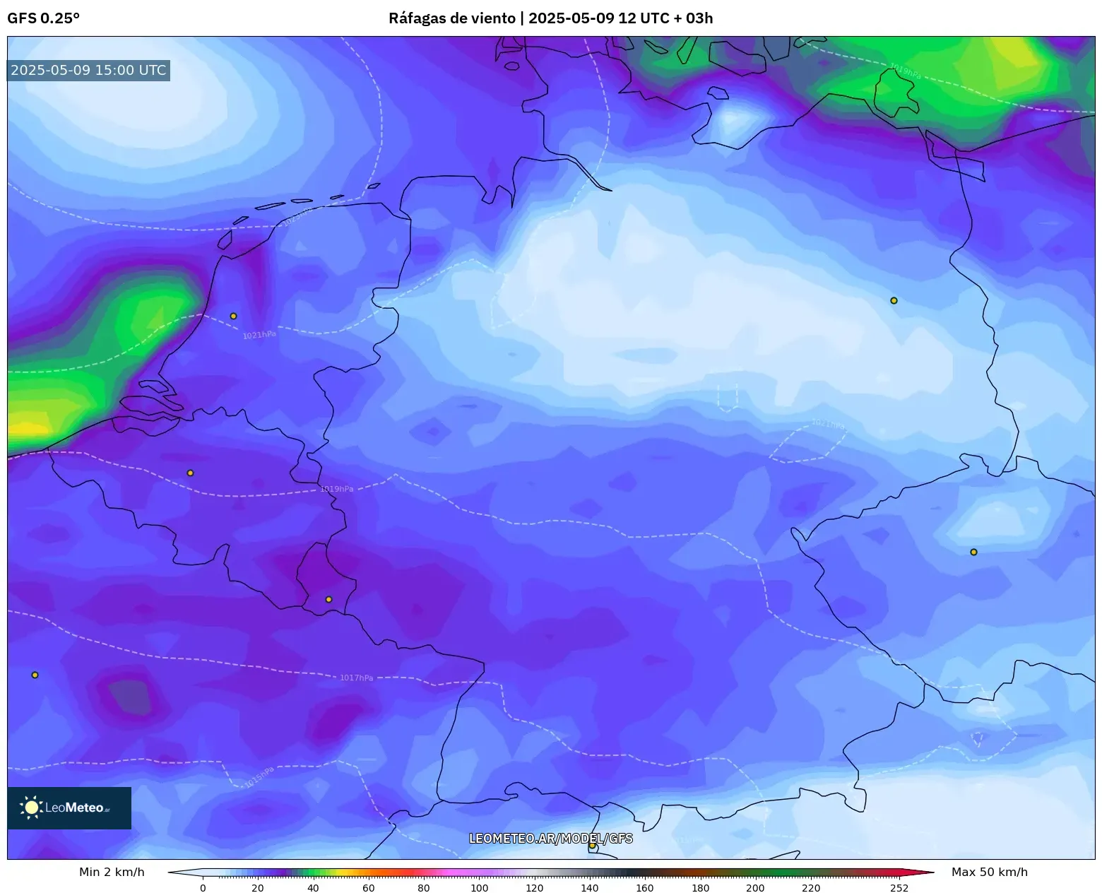 GFS - Alemania, Ráfagas de viento GFS - Alemania, Ráfagas de viento
