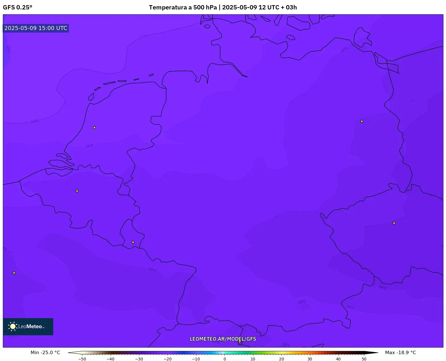 GFS - Alemania, Temperatura a 500 hPa GFS - Alemania, Temperatura a 500 hPa
