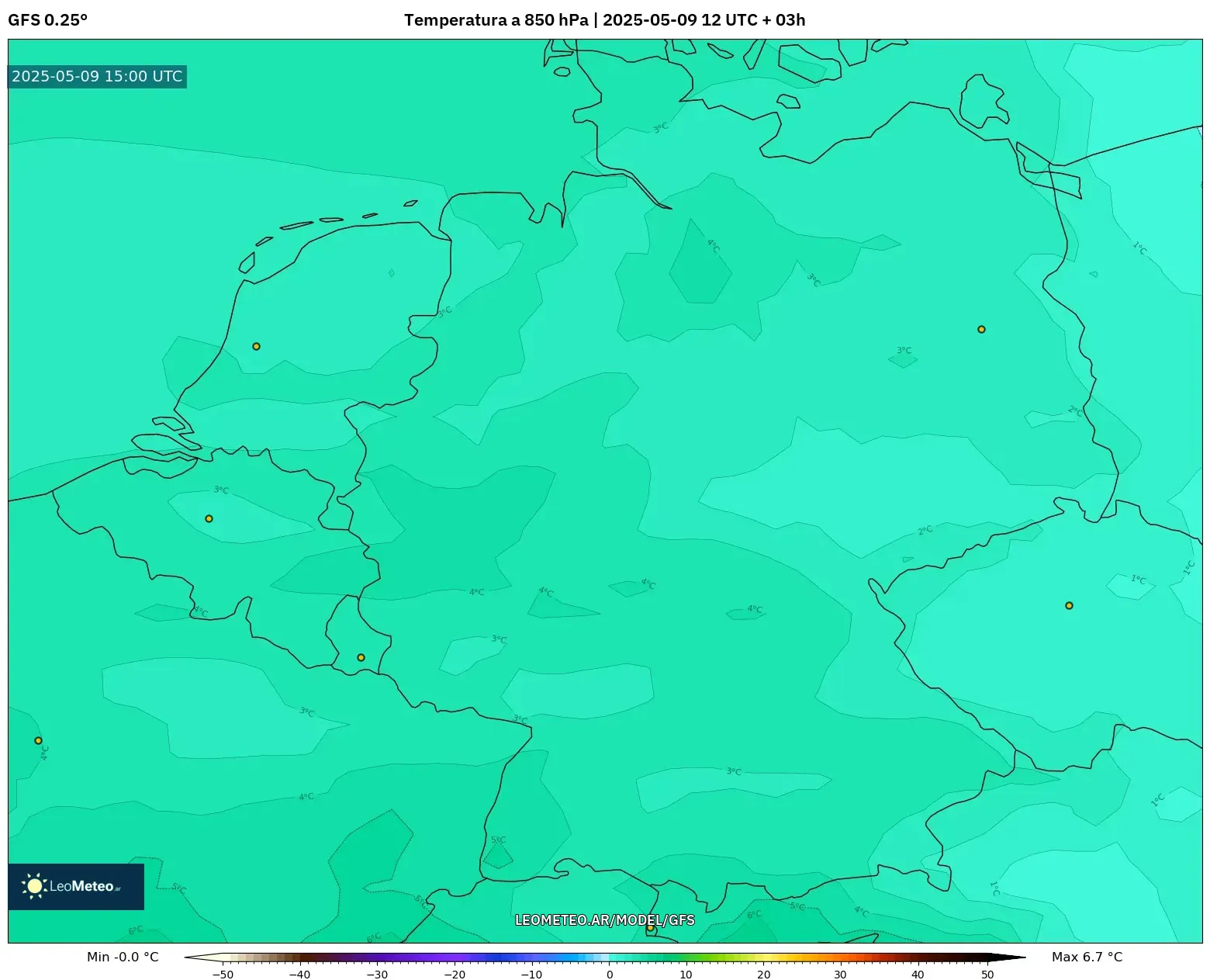 GFS - Alemania, Temperatura a 850 hPa GFS - Alemania, Temperatura a 850 hPa