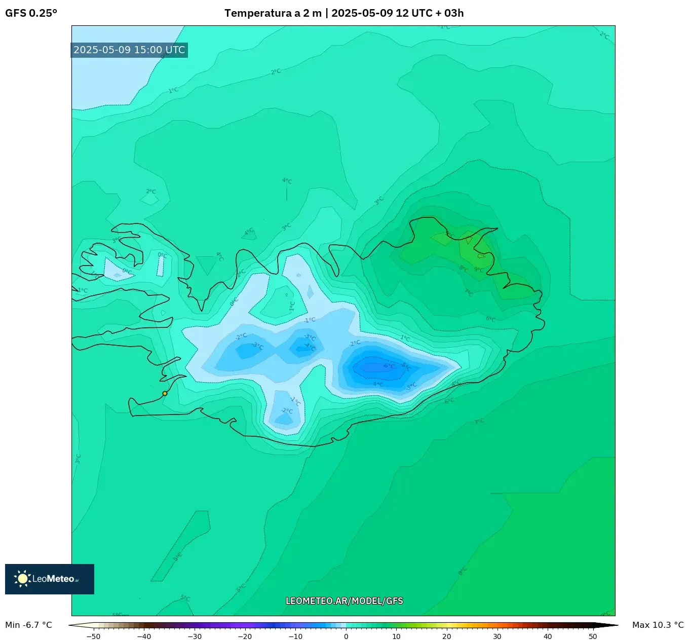 GFS - Argentina, Temperatura a 2 m GFS - Argentina, Temperatura a 2 m