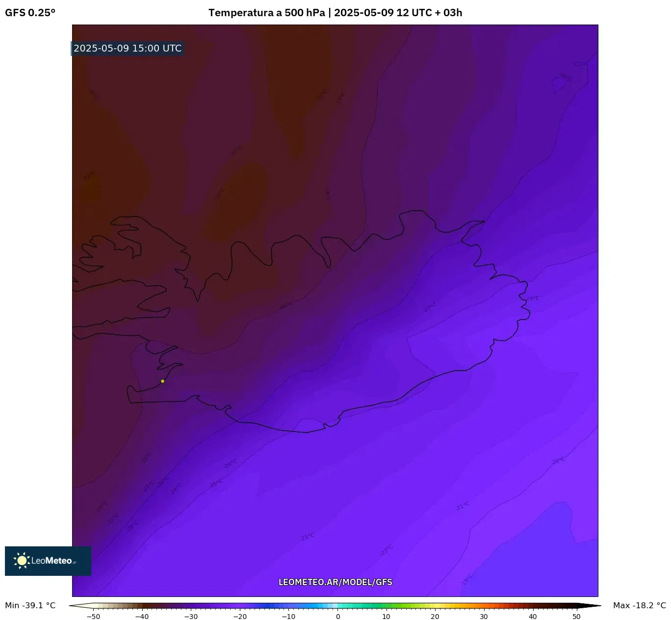 GFS - Argentina, Temperatura a 500 hPa GFS - Argentina, Temperatura a 500 hPa