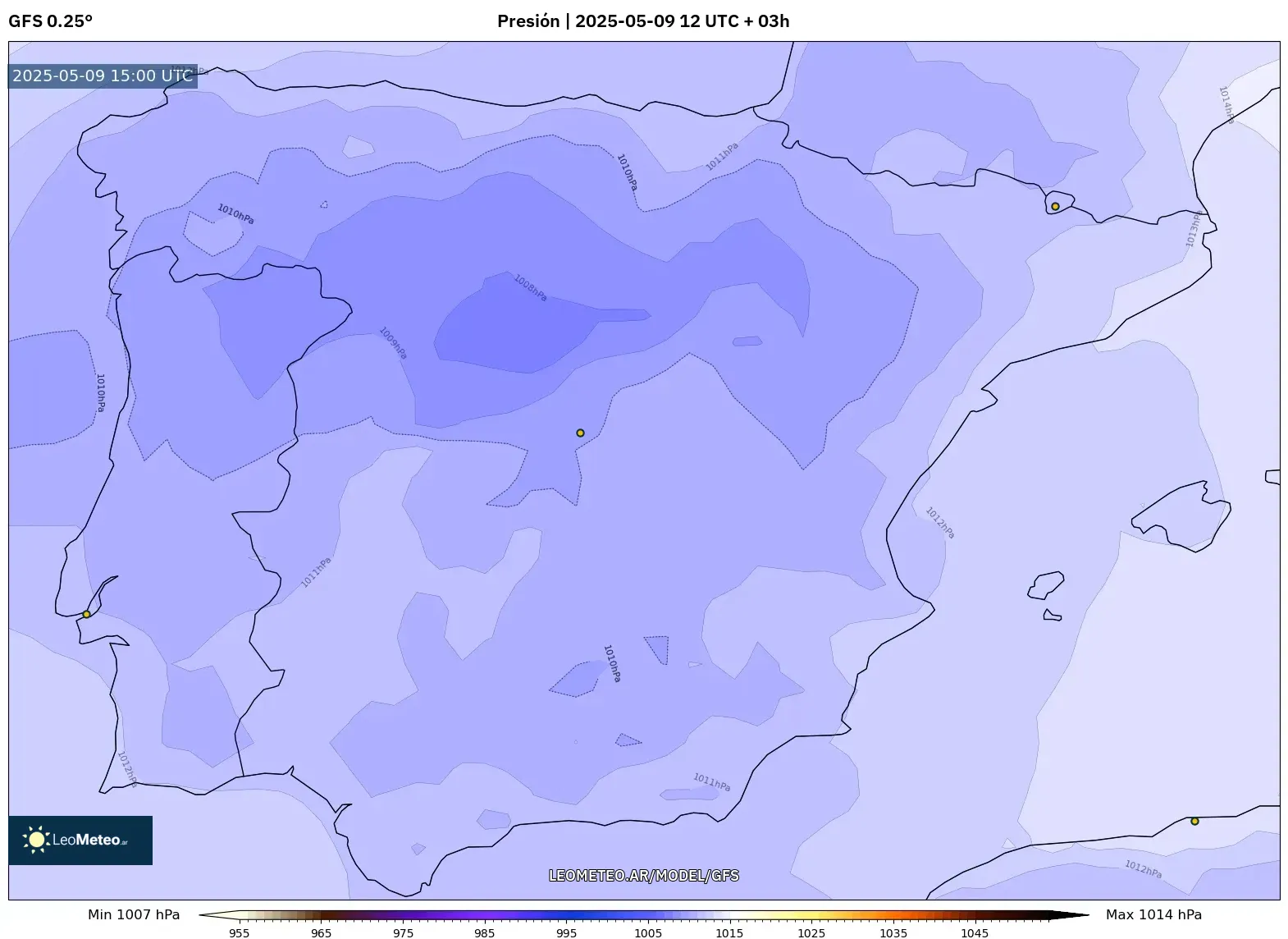 GFS - España, Presión GFS - España, Presión