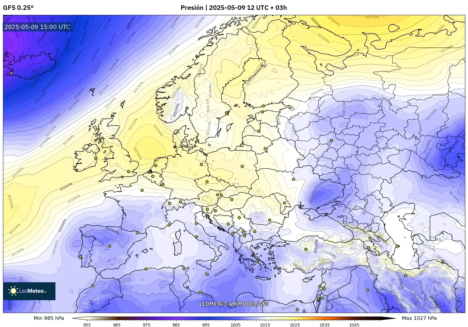 GFS - Europa, Presión