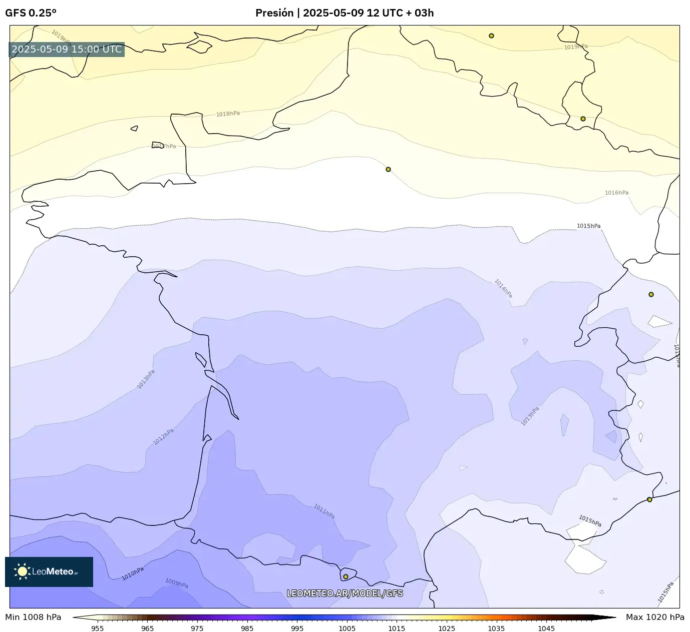 GFS - Francia, Presión GFS - Francia, Presión