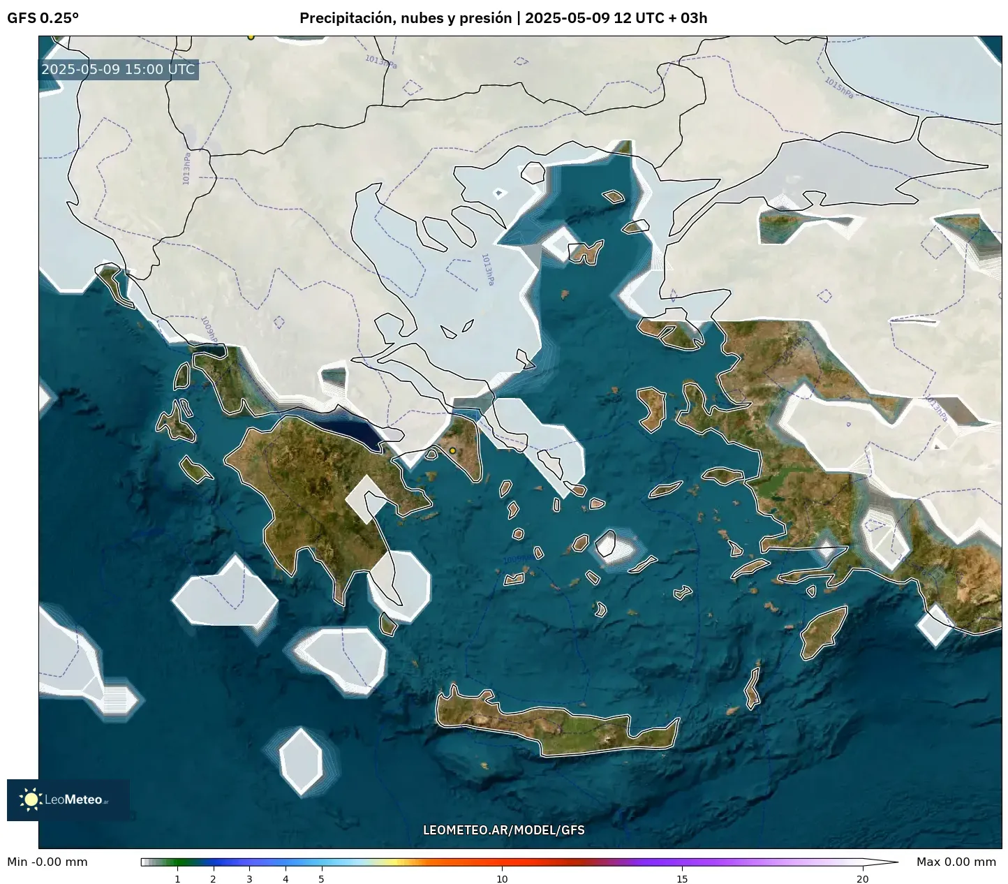 GFS - Grecia, Precipitación, nubes y presión GFS - Grecia, Precipitación, nubes y presión