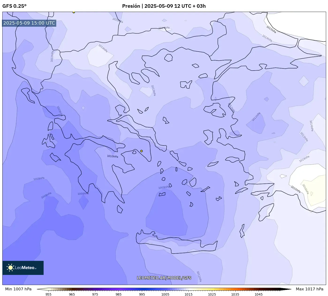 GFS - Grecia, Presión GFS - Grecia, Presión