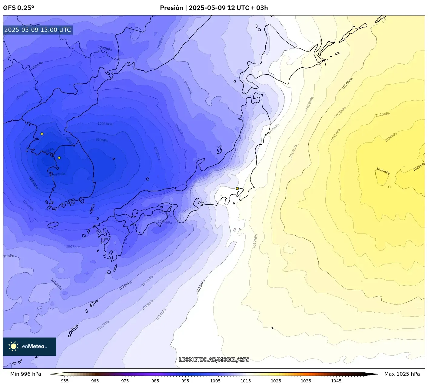 GFS - Japón, Presión GFS - Japón, Presión