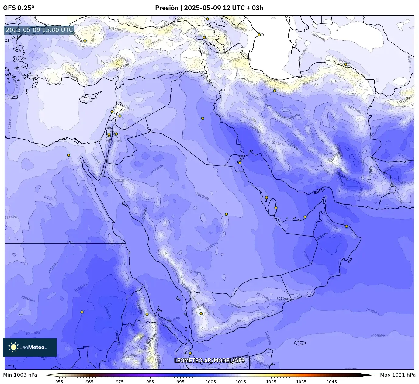 GFS - Oriente Medio, Presión GFS - Oriente Medio, Presión