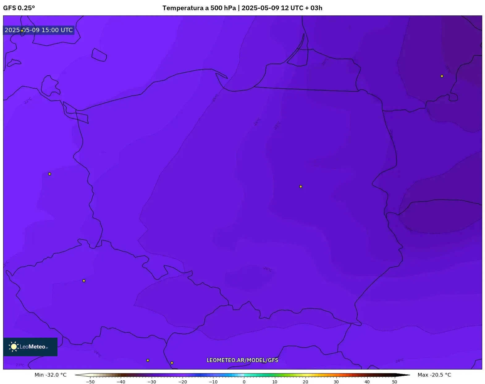 GFS - Polonia, Temperatura a 500 hPa GFS - Polonia, Temperatura a 500 hPa