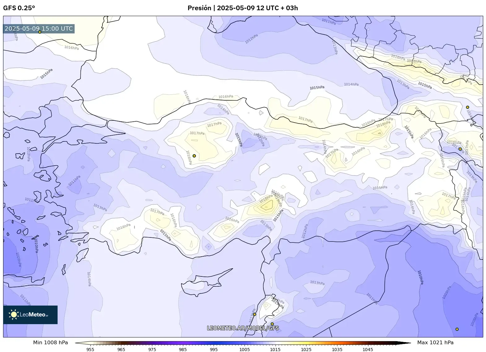 GFS - Turquía, Presión GFS - Turquía, Presión