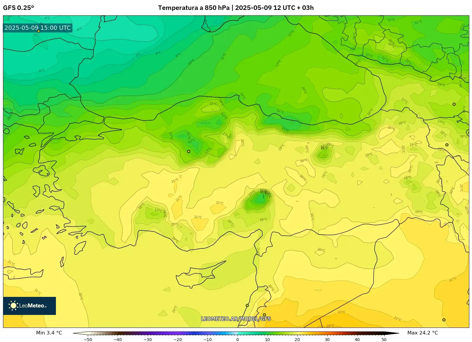 GFS - Turquía, Temperatura a 850 hPa GFS - Turquía, Temperatura a 850 hPa