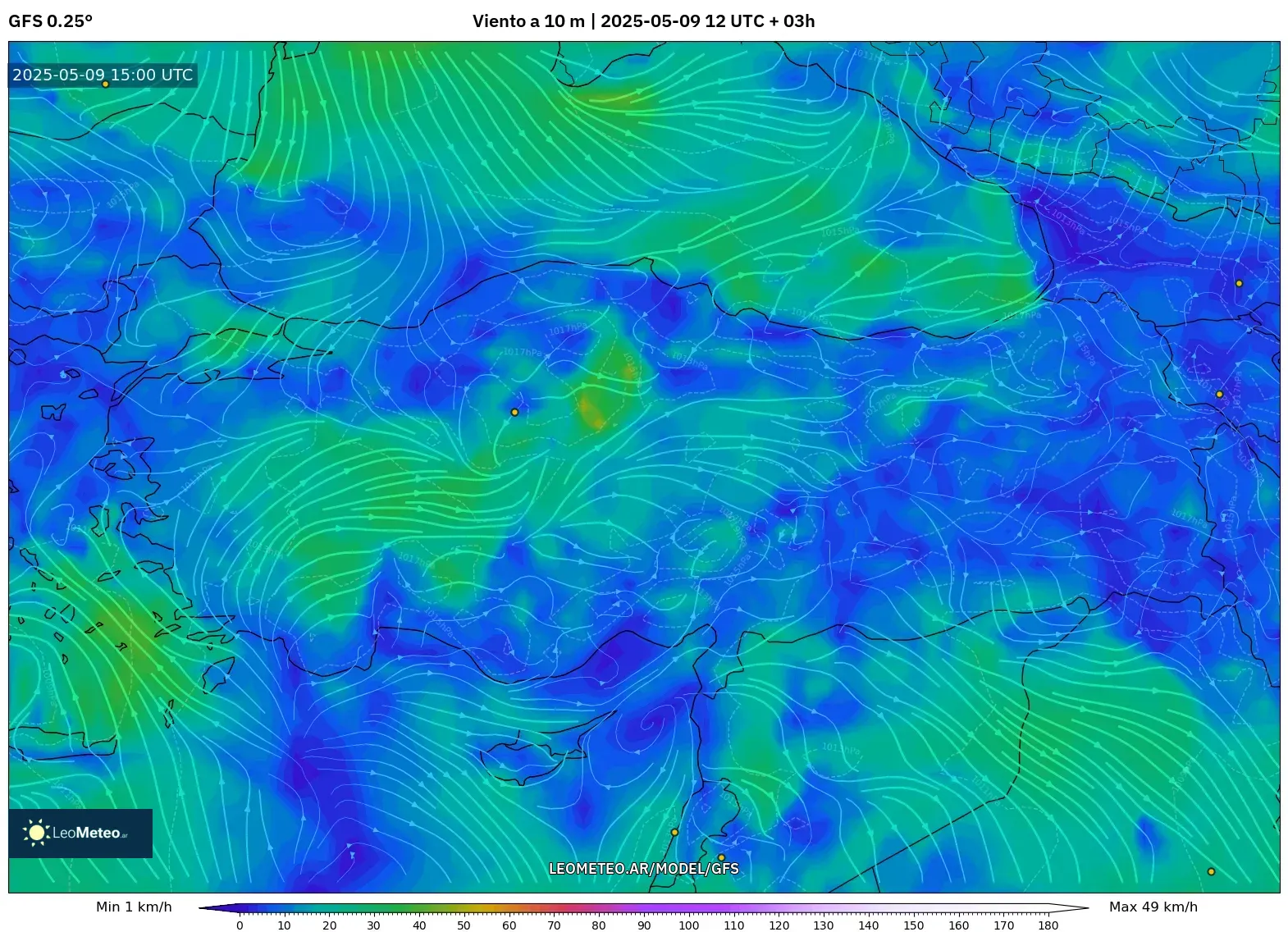 GFS - Turquía, Viento a 10 m GFS - Turquía, Viento a 10 m