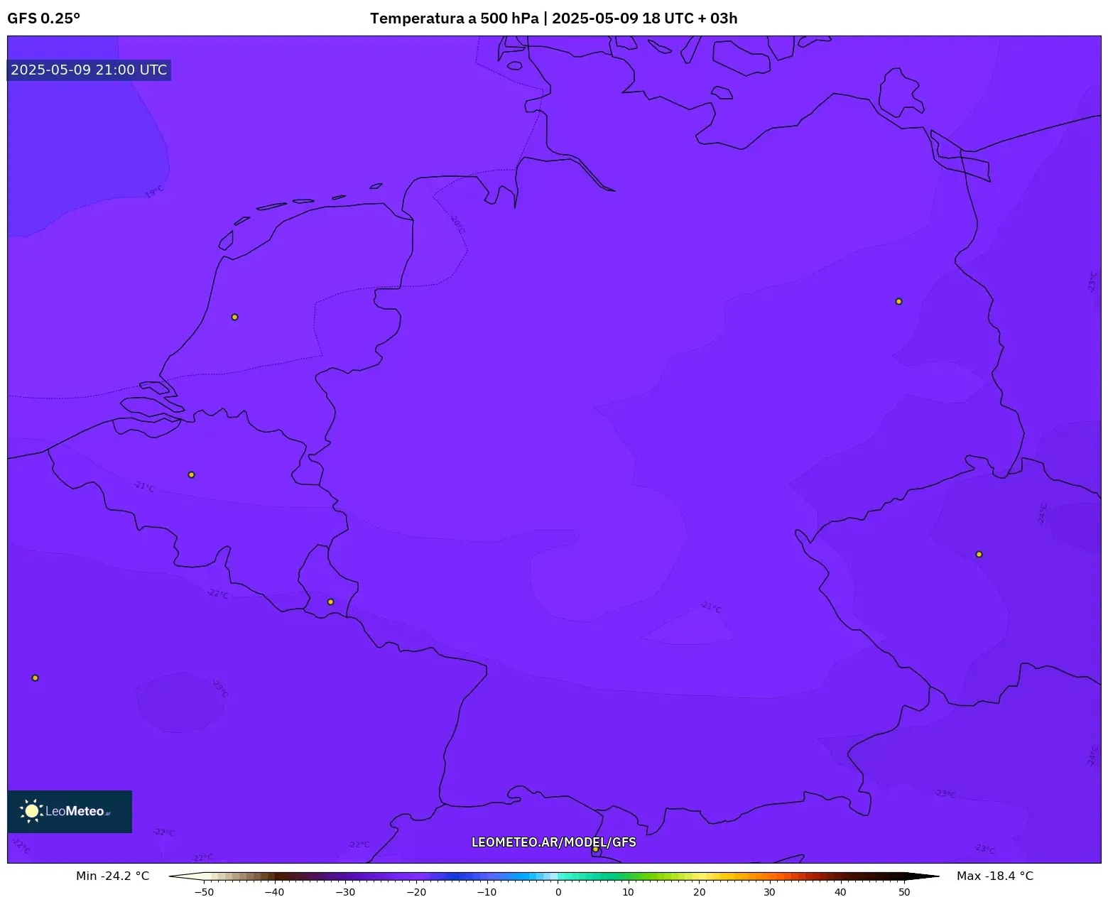 GFS - Alemania, Temperatura a 500 hPa GFS - Alemania, Temperatura a 500 hPa