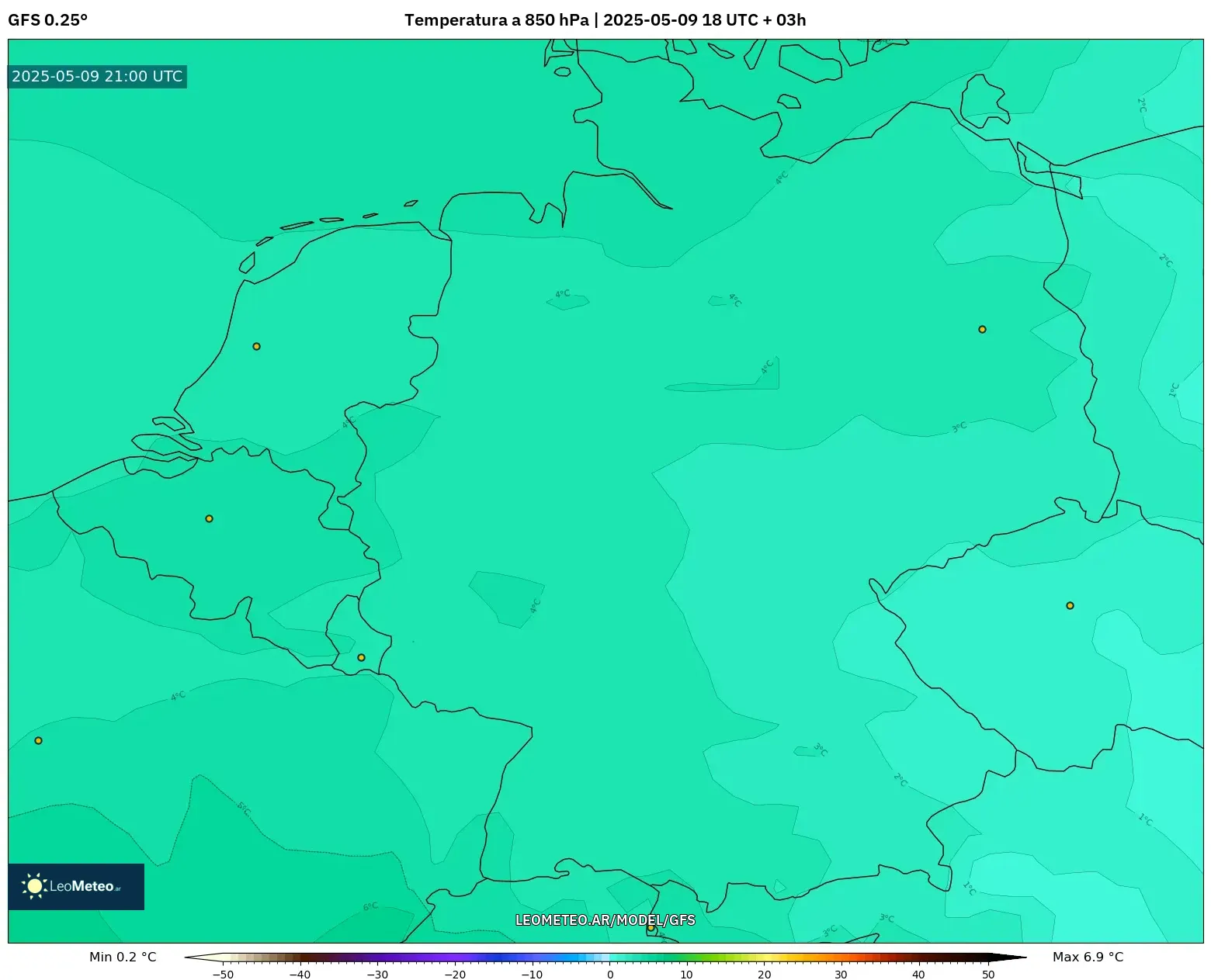 GFS - Alemania, Temperatura a 850 hPa GFS - Alemania, Temperatura a 850 hPa