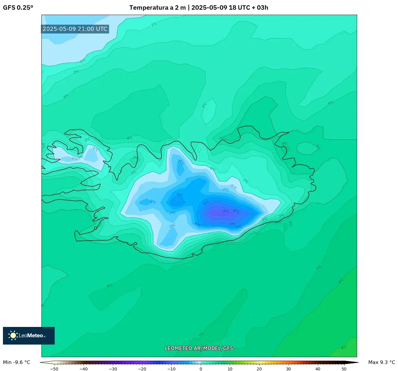GFS - Argentina, Temperatura a 2 m GFS - Argentina, Temperatura a 2 m
