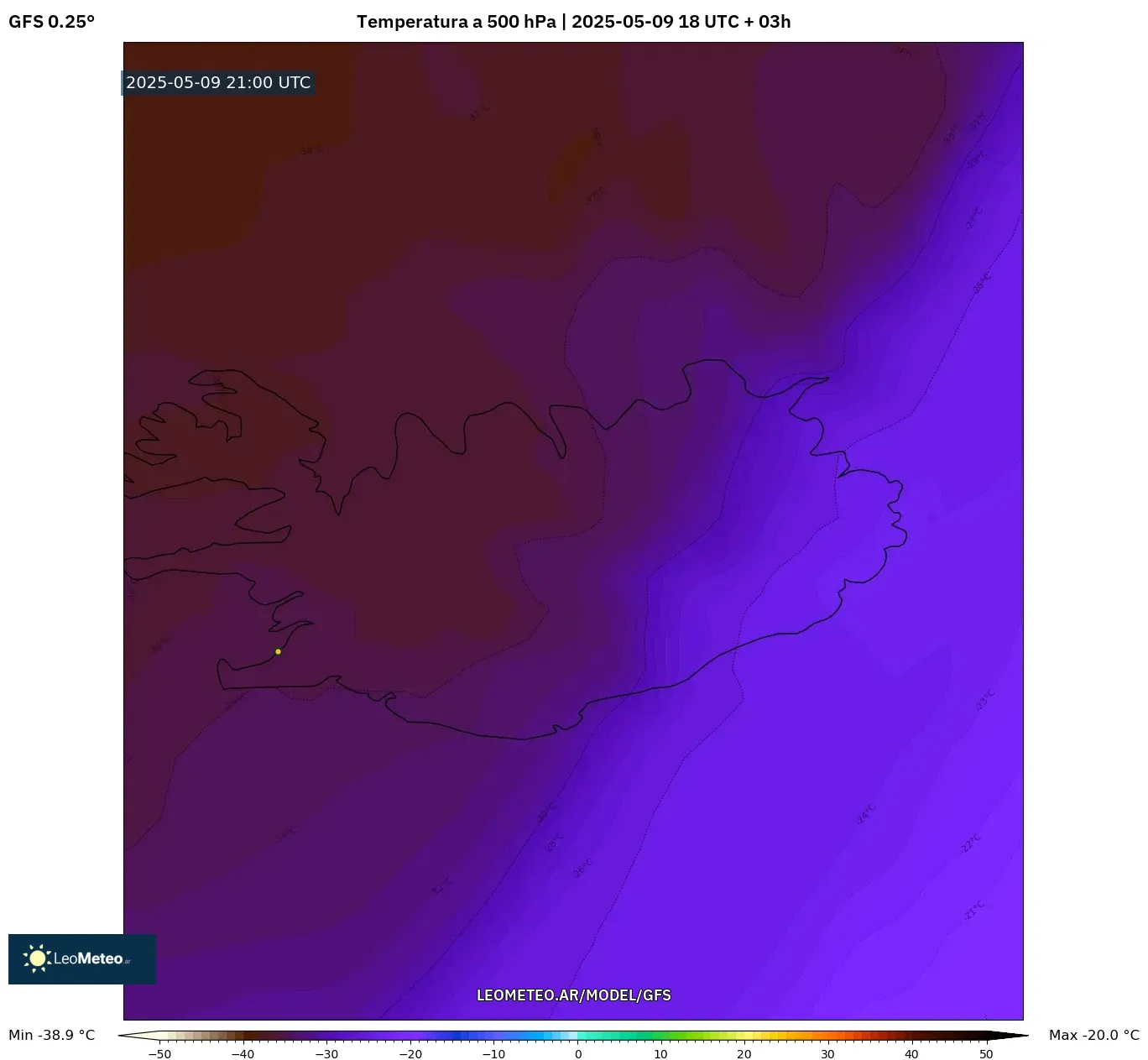 GFS - Argentina, Temperatura a 500 hPa GFS - Argentina, Temperatura a 500 hPa