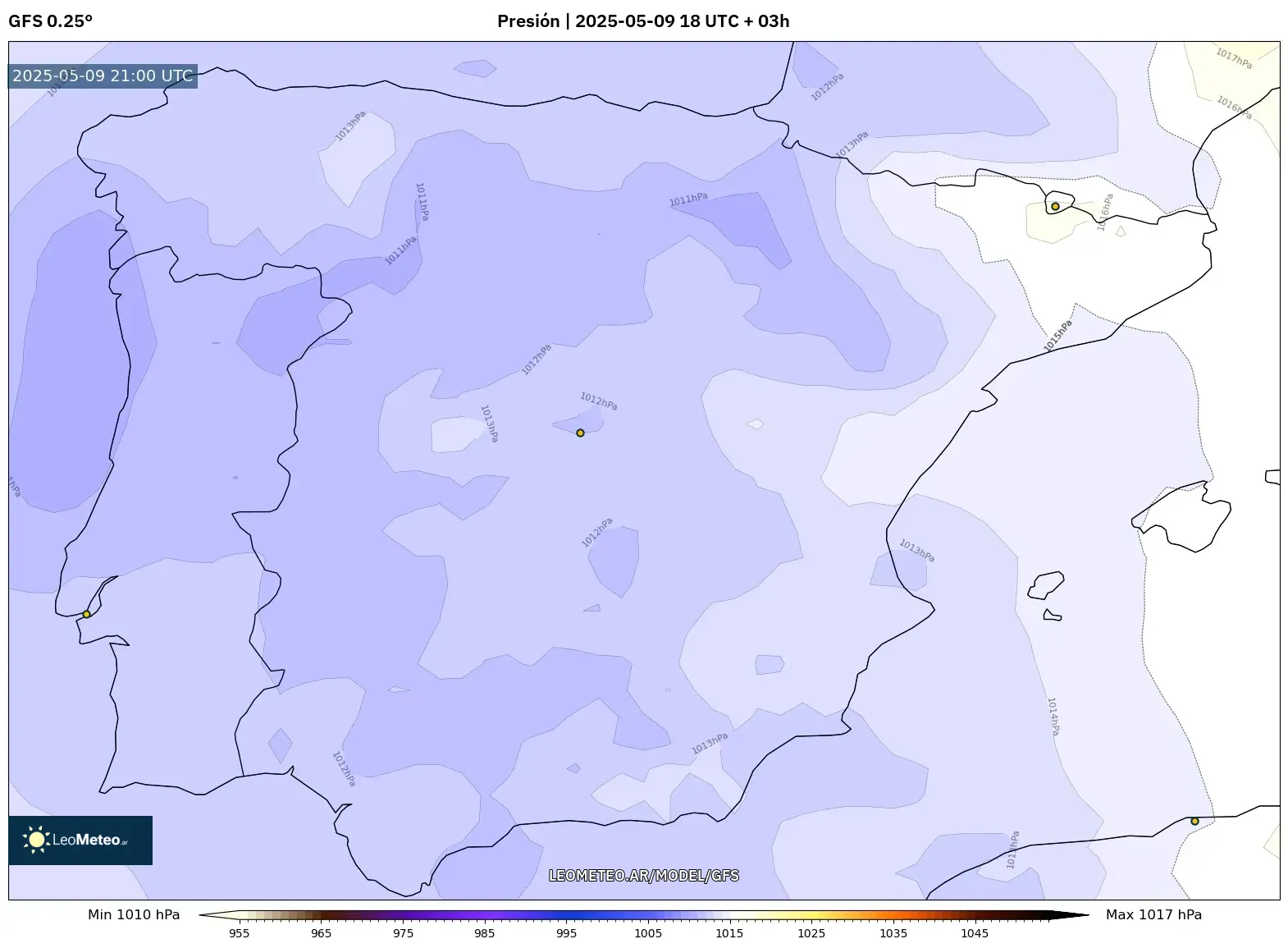 GFS - España, Presión GFS - España, Presión