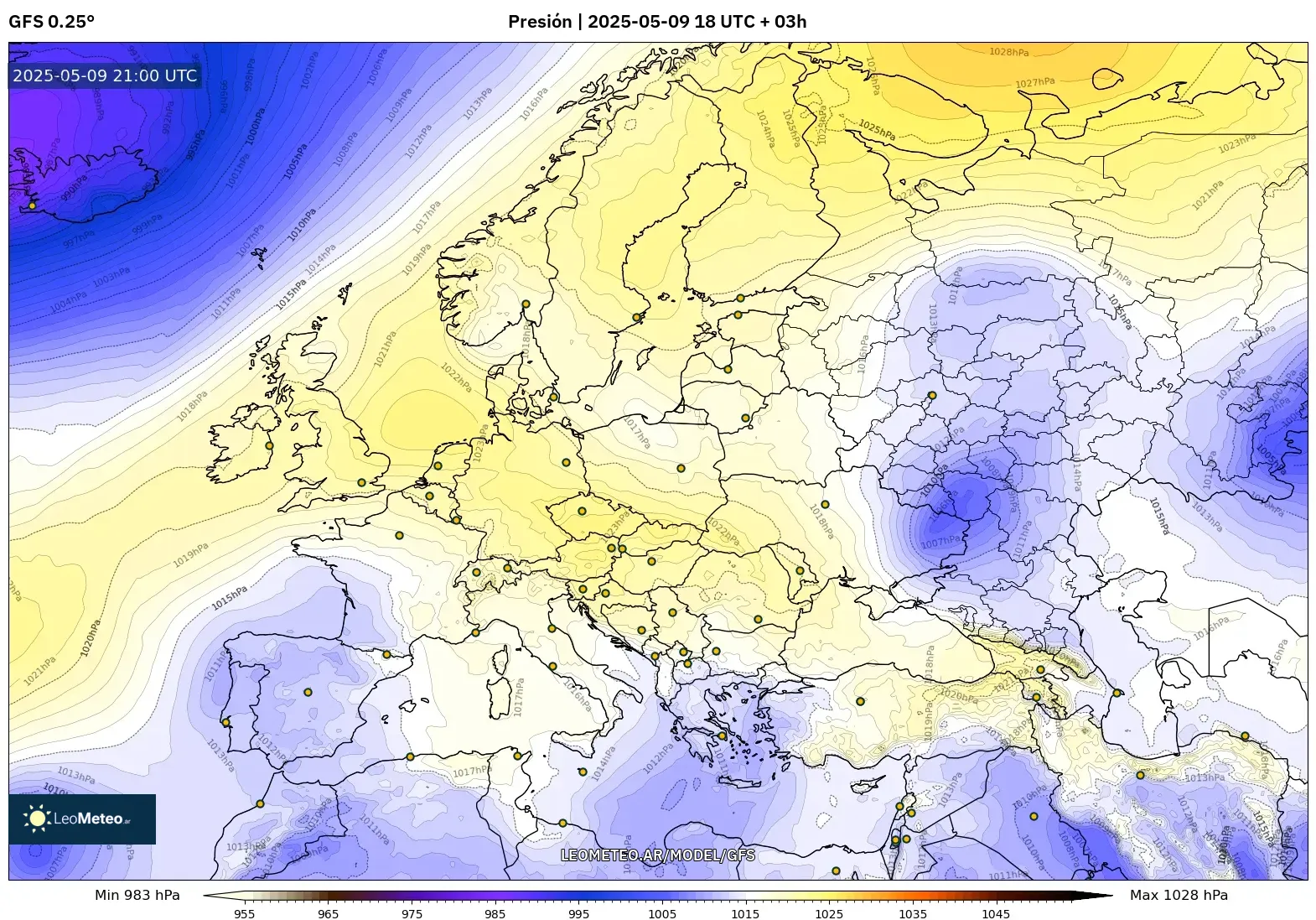 GFS - Europa, Presión