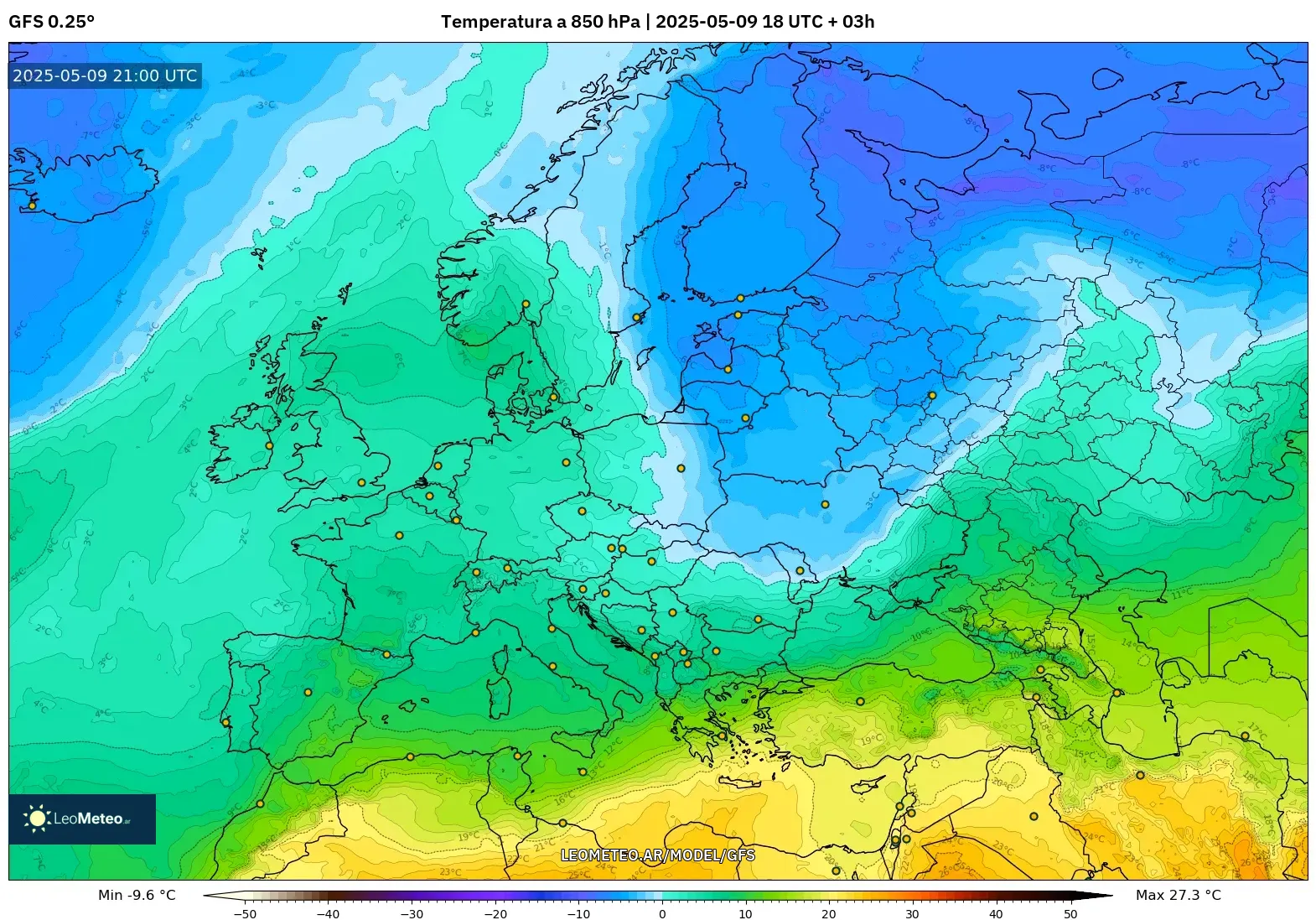 GFS - Europa, Temperatura a 850 hPa