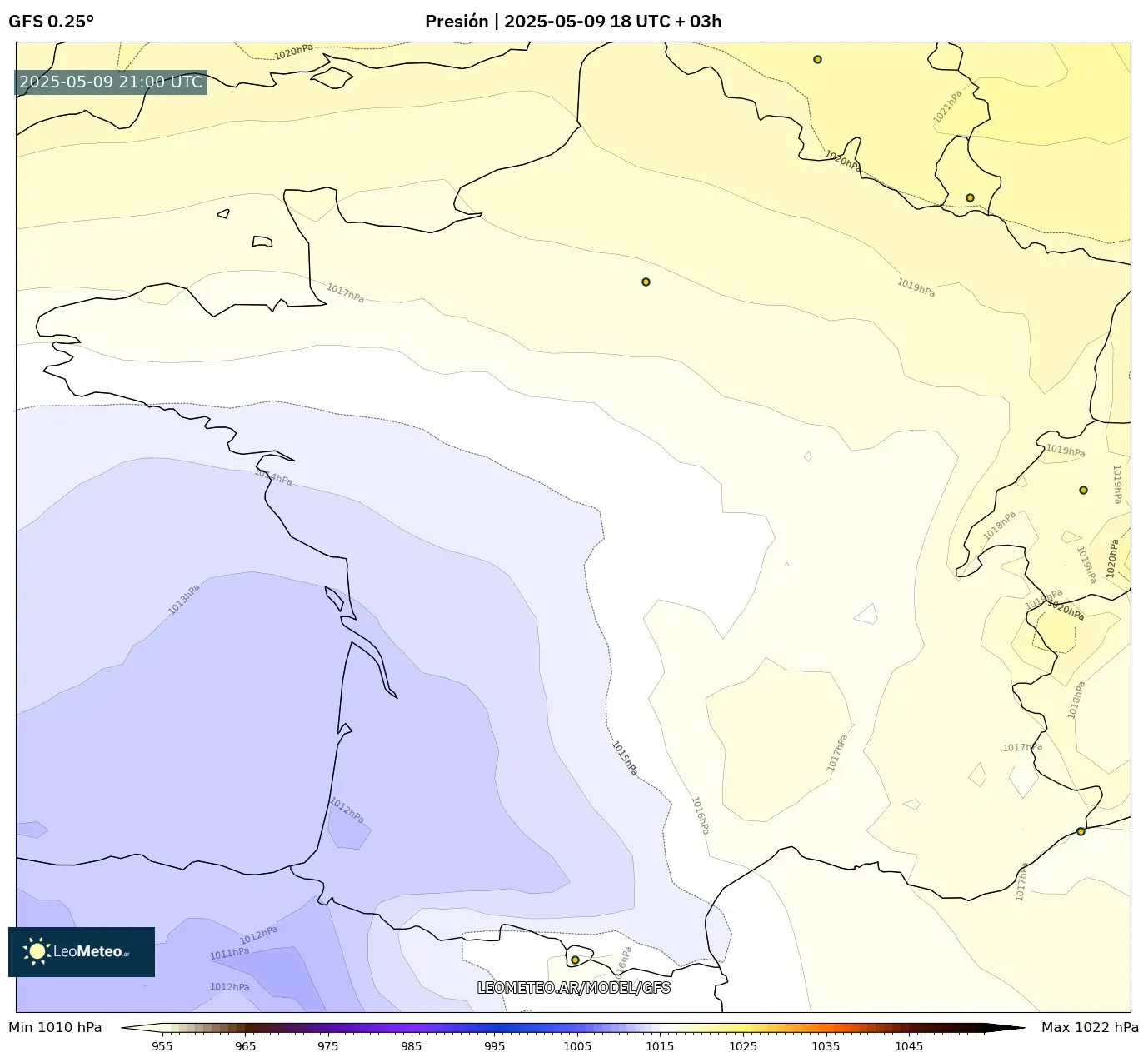 GFS - Francia, Presión GFS - Francia, Presión