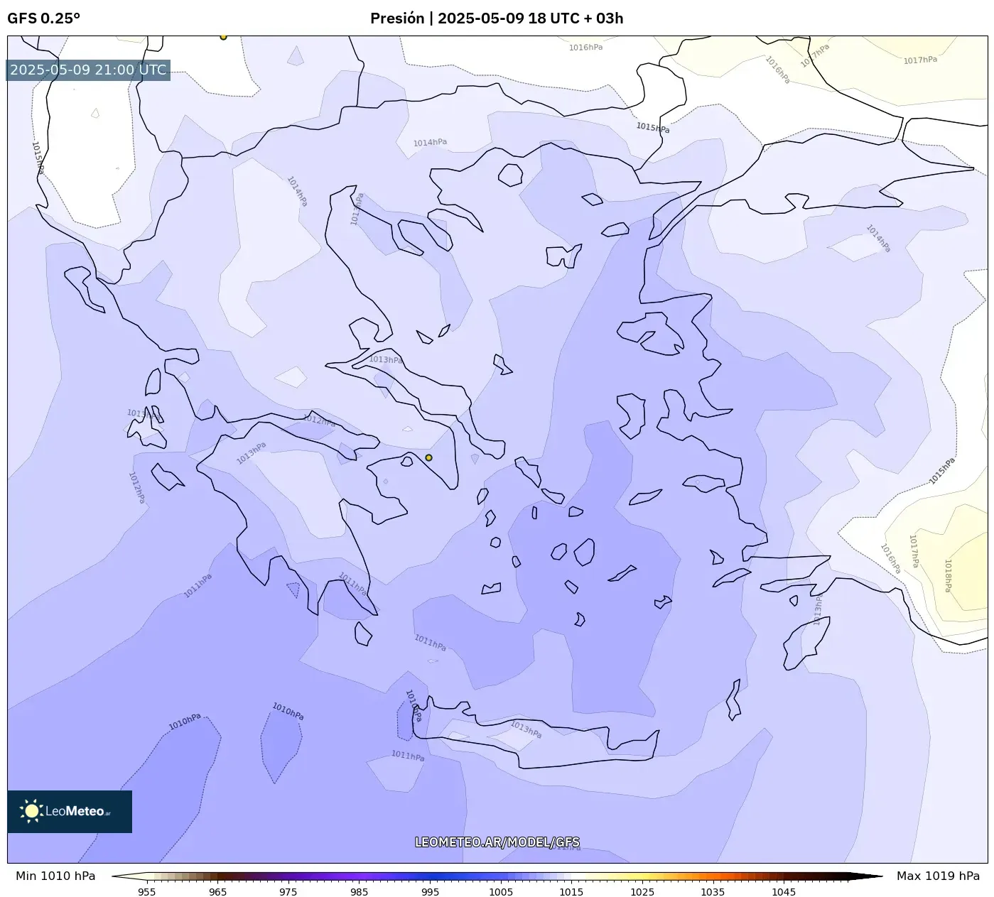 GFS - Grecia, Presión GFS - Grecia, Presión