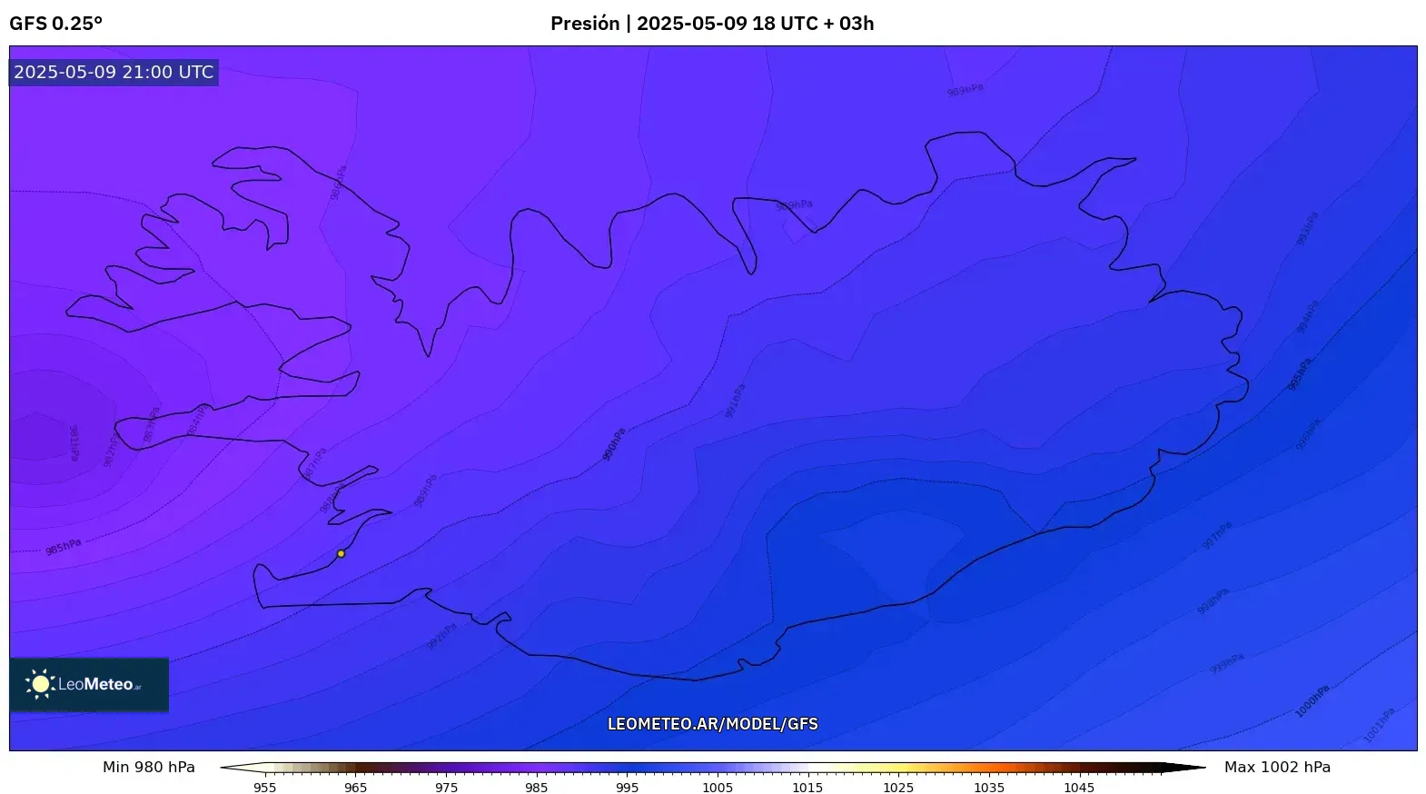 GFS - Islandia, Presión GFS - Islandia, Presión