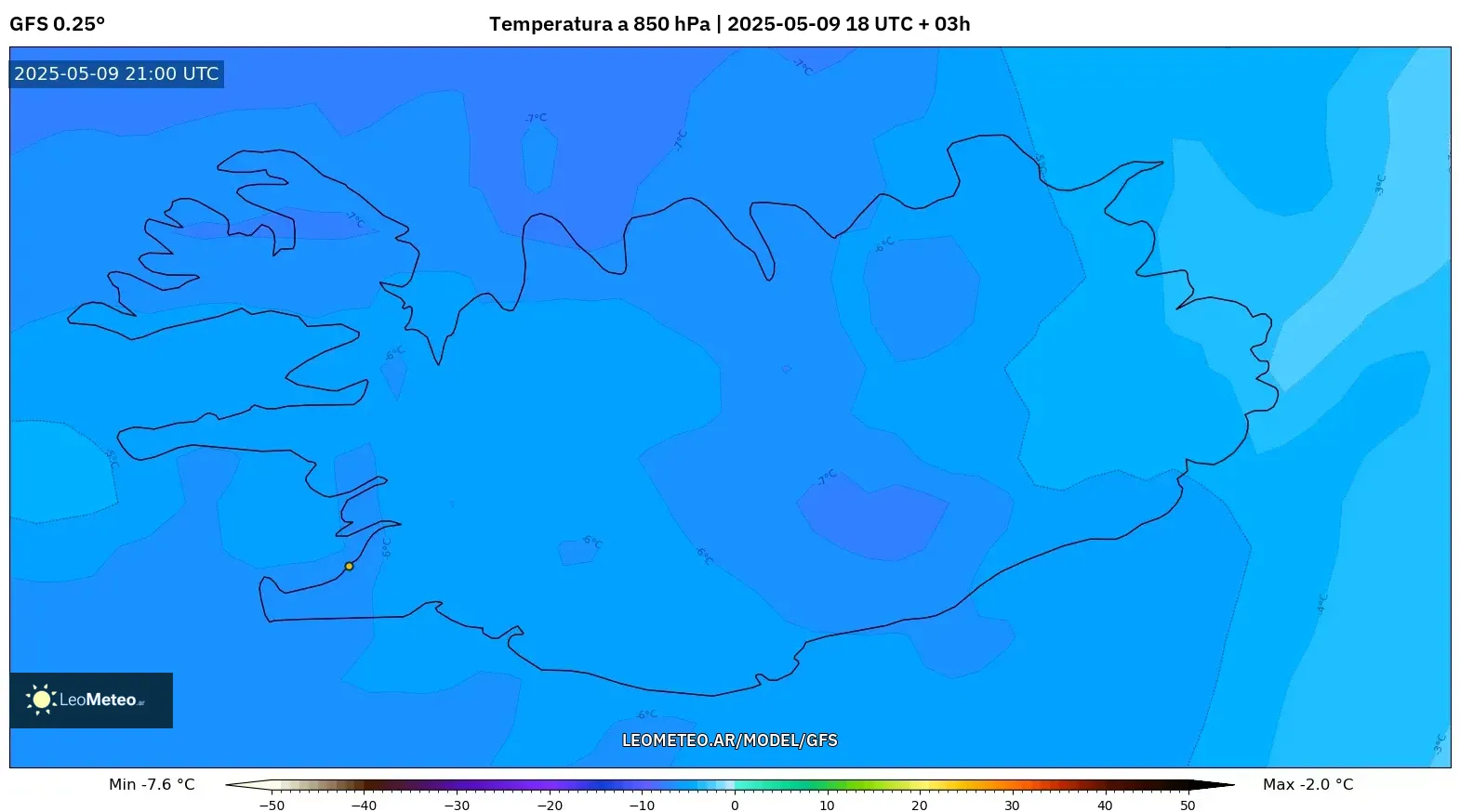 GFS - Islandia, Temperatura a 850 hPa GFS - Islandia, Temperatura a 850 hPa