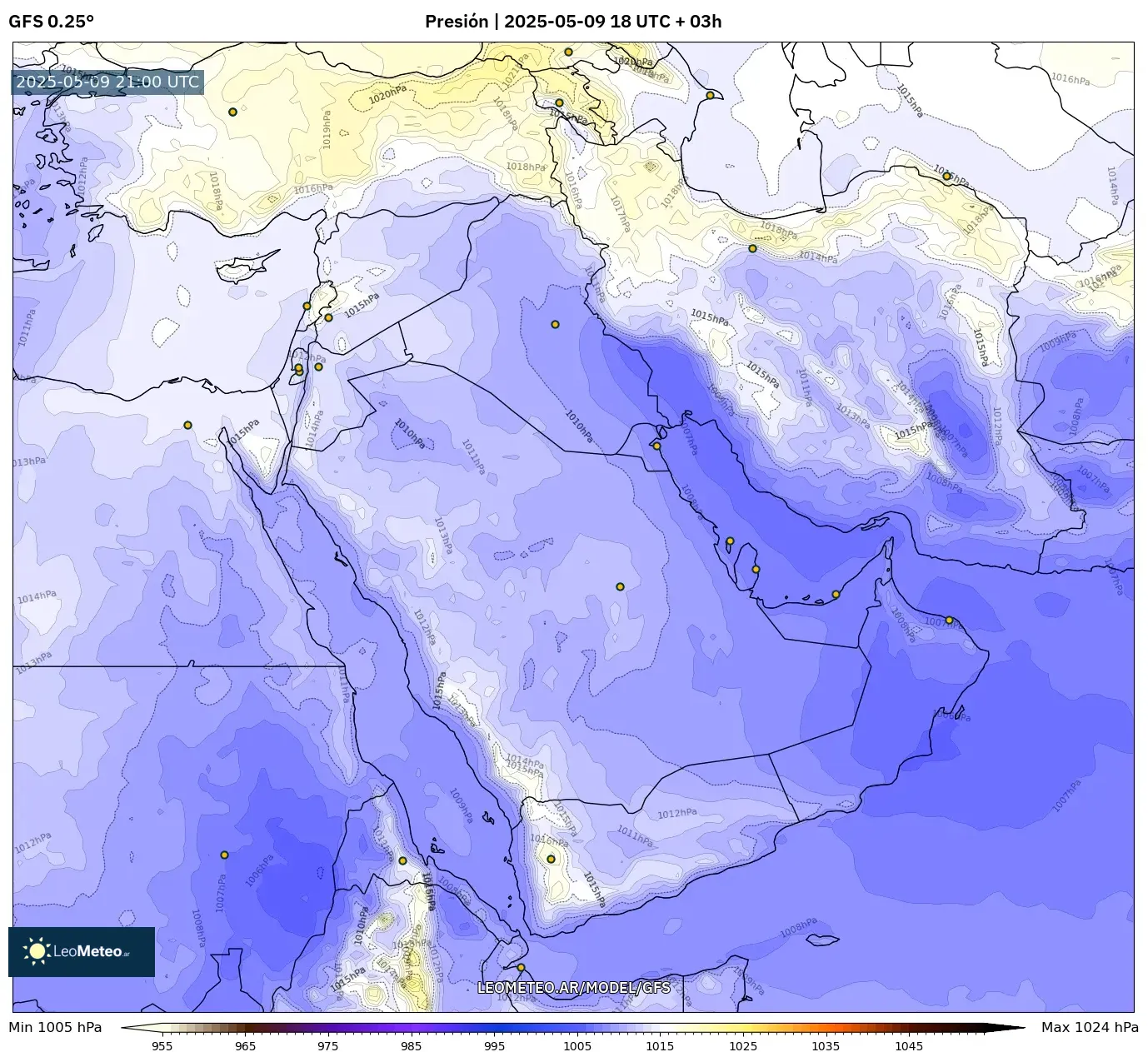 GFS - Oriente Medio, Presión GFS - Oriente Medio, Presión
