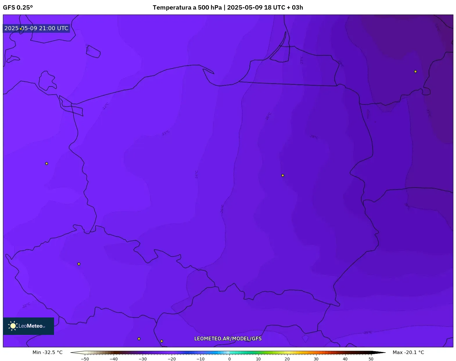 GFS - Polonia, Temperatura a 500 hPa GFS - Polonia, Temperatura a 500 hPa