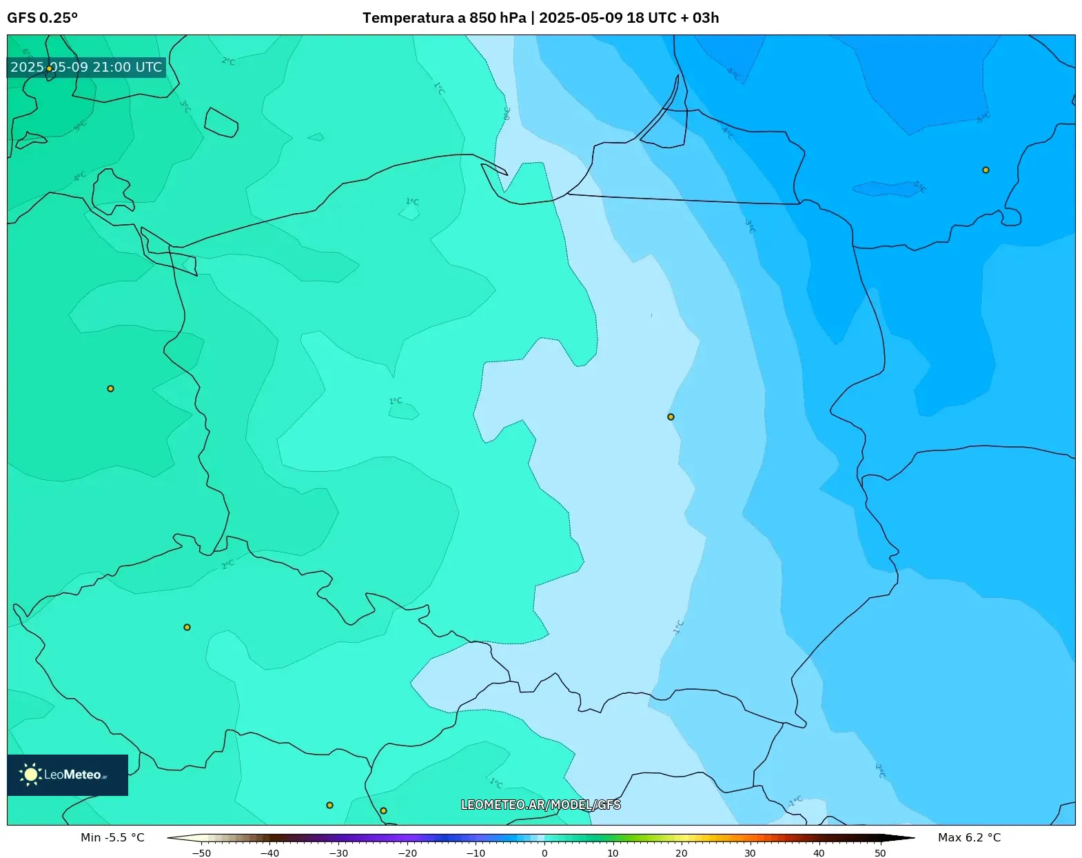 GFS - Polonia, Temperatura a 850 hPa GFS - Polonia, Temperatura a 850 hPa