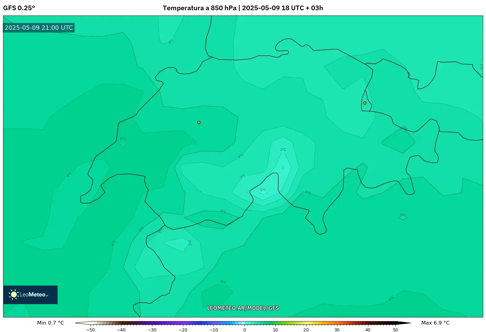 GFS - Suiza, Temperatura a 850 hPa GFS - Suiza, Temperatura a 850 hPa