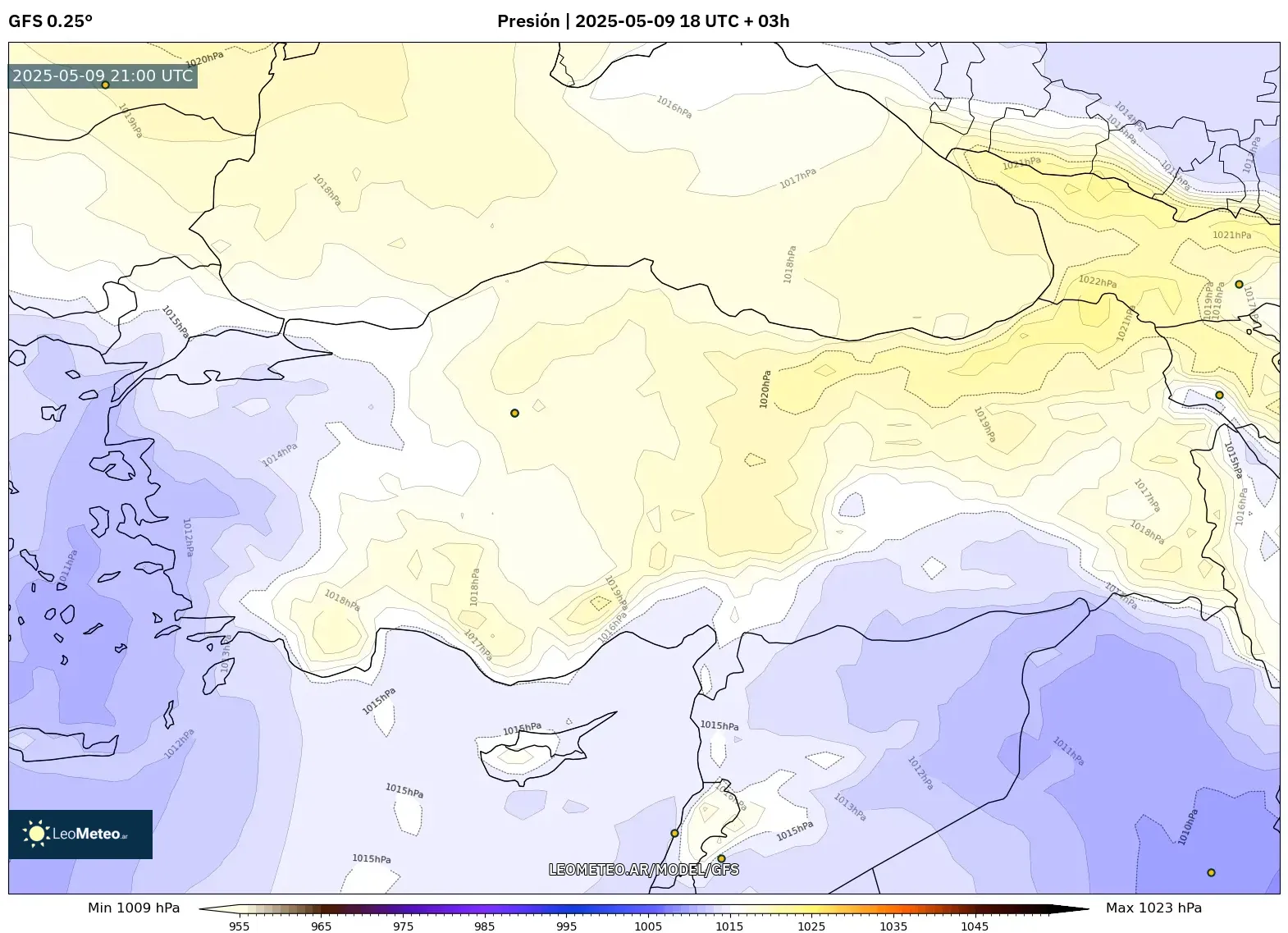 GFS - Turquía, Presión GFS - Turquía, Presión