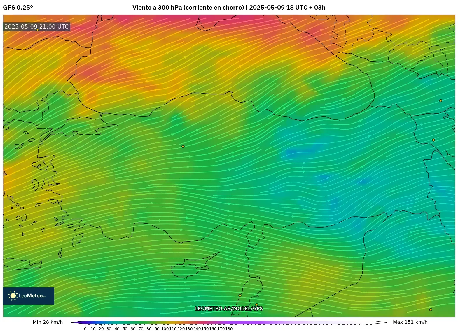 GFS - Turquía, Viento a 300 hPa (corriente en chorro) GFS - Turquía, Viento a 300 hPa (corriente en chorro)